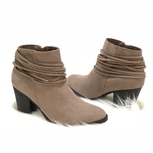 taupe ankle wrapped booties - Picture 5 of 5